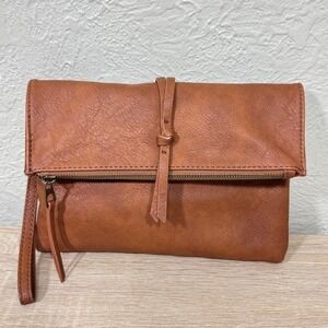 Universal Thread Wristlet Clutch Cognac Tan Boho Western Festival Foldover Bag